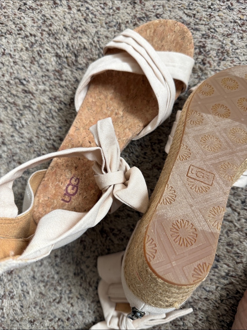 NWOT UGG Women's Natural/Cream Espadrille Wedge Sandals